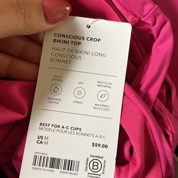 💗 Athleta Conscious Crop Bikini Top A-C // Salvia Pink - Picture 6 of 9